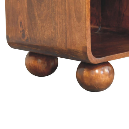 21" Chestnut Solid Wood Cane Rattan One Drawer Nightstand