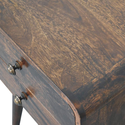 22" Chestnut Solid Wood Two Drawer Nightstand