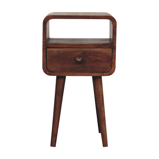 22" Brown Solid Wood Square One Drawer Nightstand