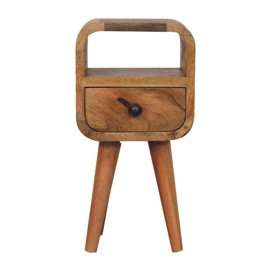 16" Oak Solid Wood Square One Drawer Nightstand
