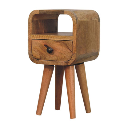 16" Oak Solid Wood Square One Drawer Nightstand