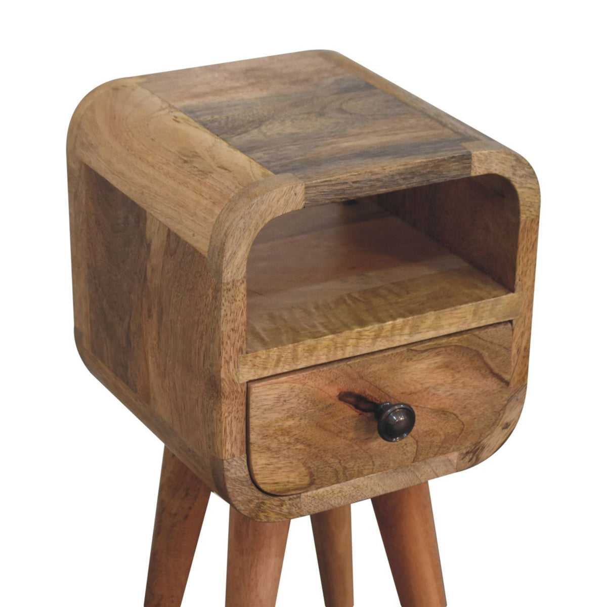 16" Oak Solid Wood Square One Drawer Nightstand