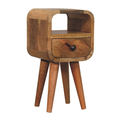 16" Oak Solid Wood Square One Drawer Nightstand