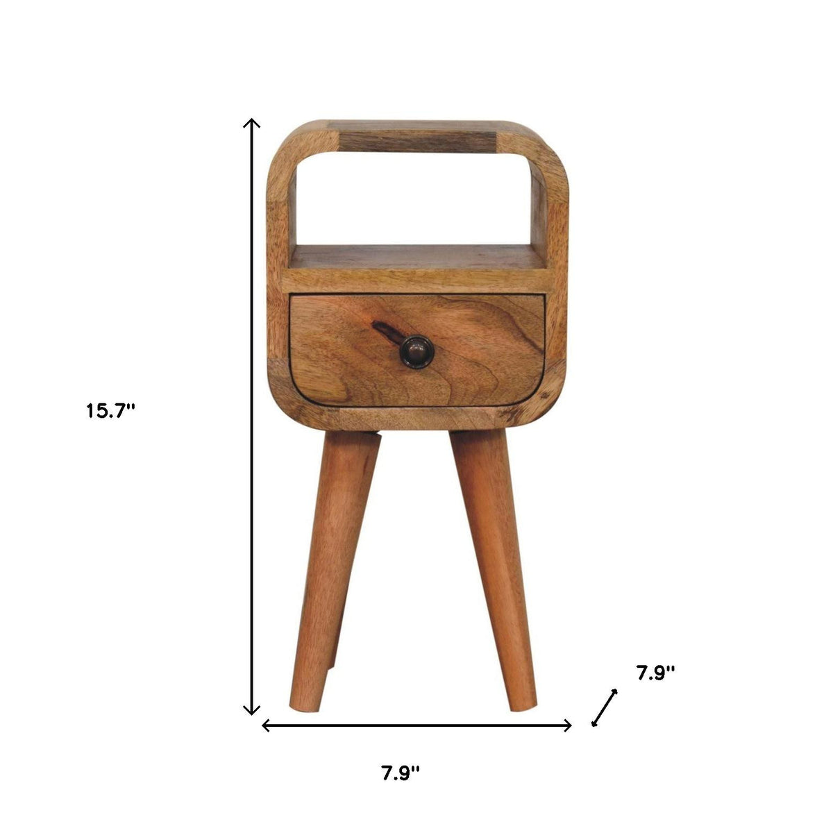 16" Oak Solid Wood Square One Drawer Nightstand