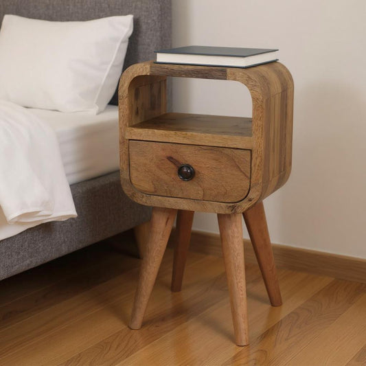 16" Oak Solid Wood Square One Drawer Nightstand