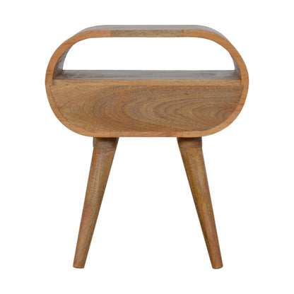 21" Natural Solid Wood Oval One Drawer Nightstand
