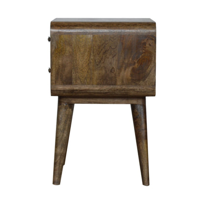 22" Natural Solid Wood Distressed Two Drawer Nightstand