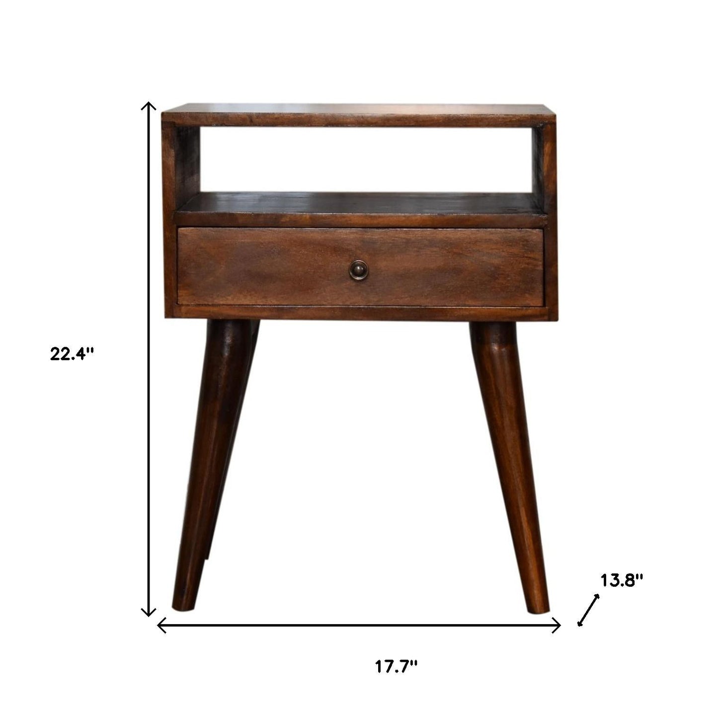 22" Chestnut Solid Wood One Drawer Nightstand