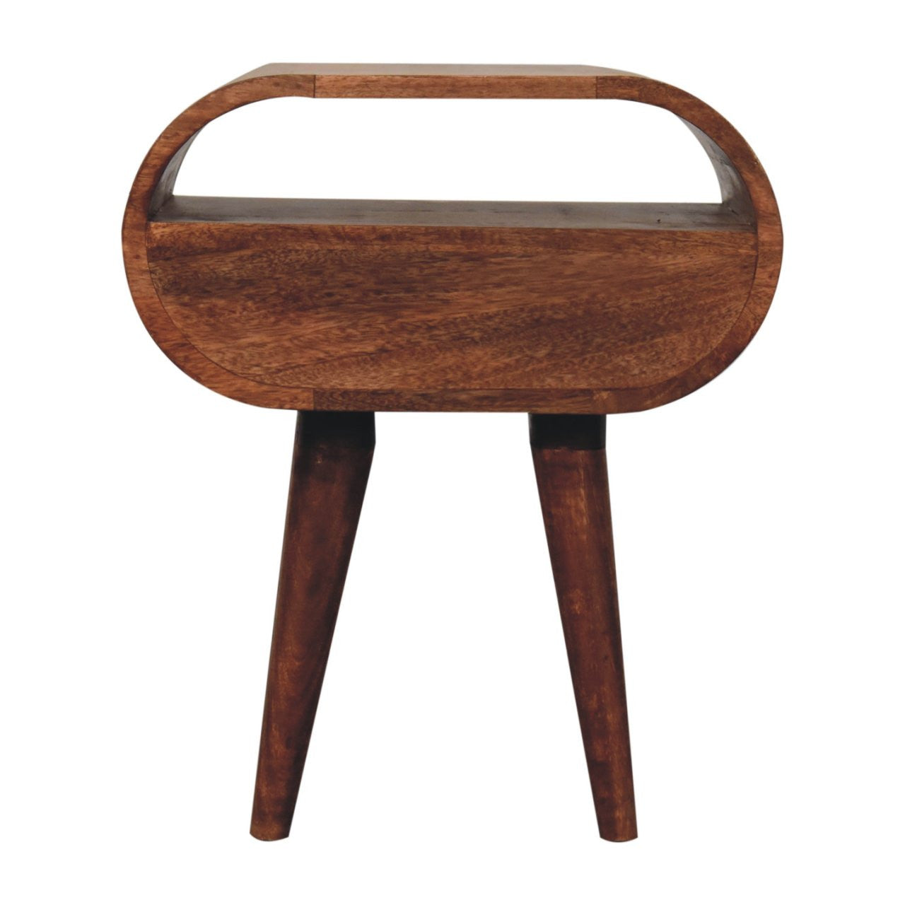 21" Brown Solid Wood Oval One Drawer Nightstand