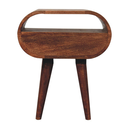 21" Brown Solid Wood Oval One Drawer Nightstand