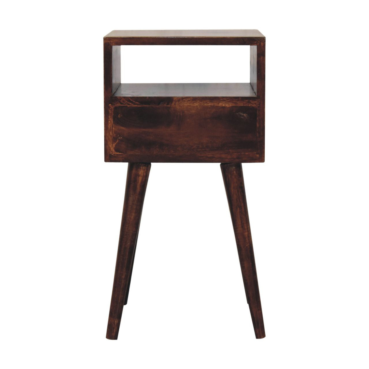 22" Walnut Solid Wood Square One Drawer Nightstand