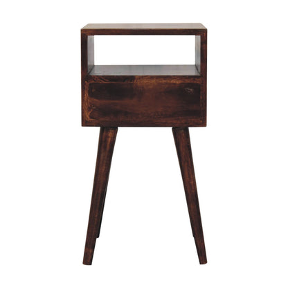 22" Walnut Solid Wood Square One Drawer Nightstand