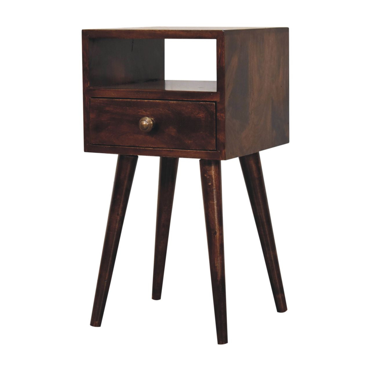 22" Walnut Solid Wood Square One Drawer Nightstand