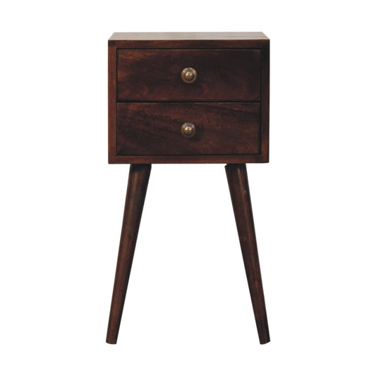 22" Walnut Solid Wood Square Two Drawer Nightstand