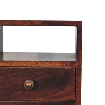 20" Walnut Solid Wood Square Two Drawer Nightstand