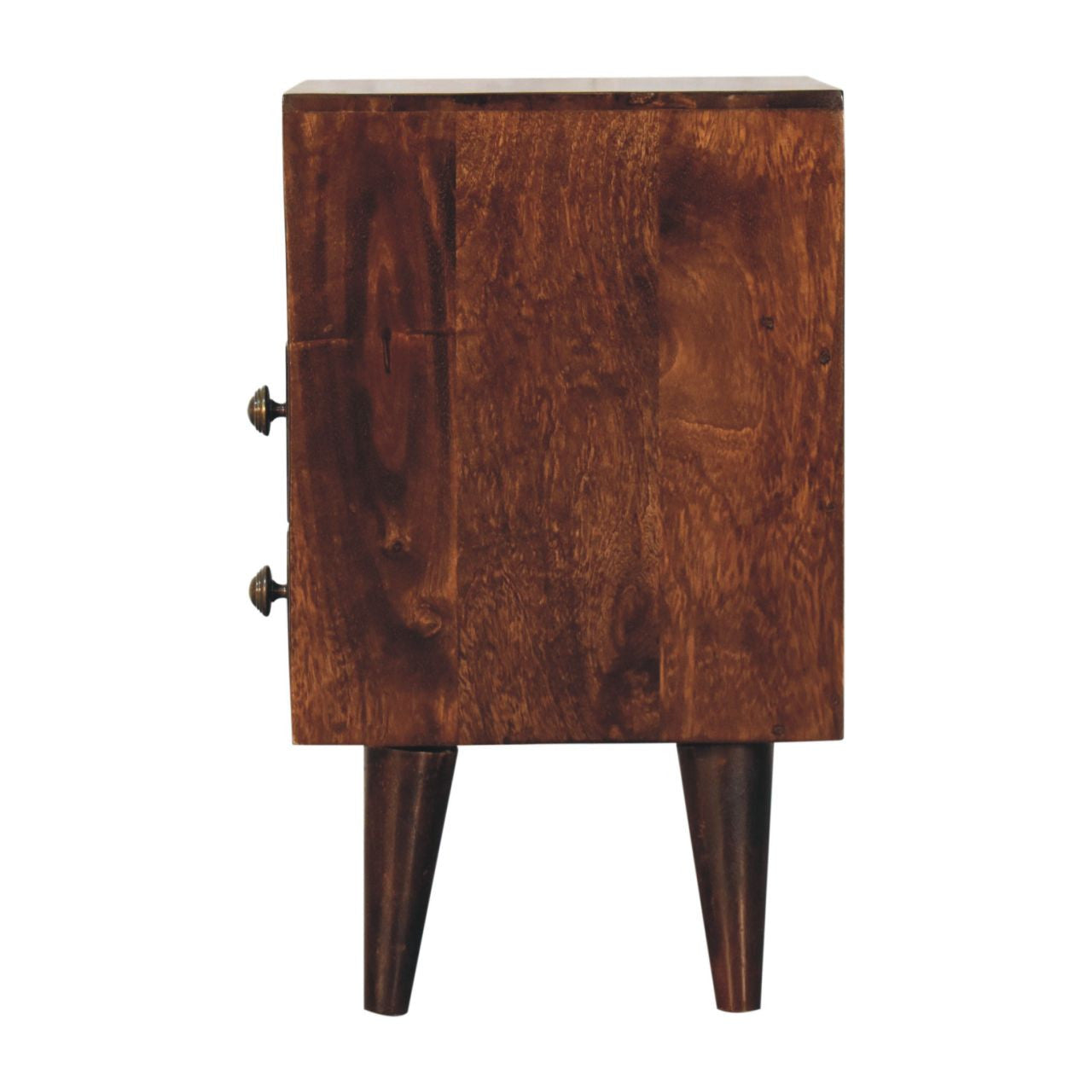 20" Walnut Solid Wood Square Two Drawer Nightstand