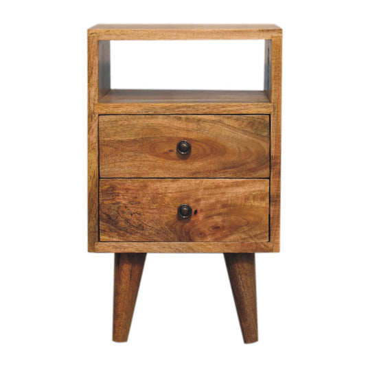 20" Oak Solid Wood Two Drawer Nightstand