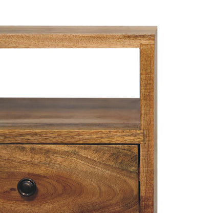 20" Oak Solid Wood Two Drawer Nightstand