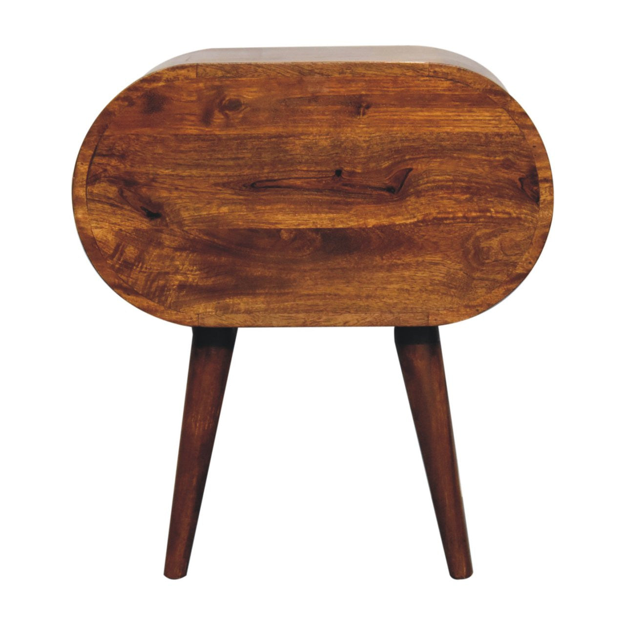 24" Chestnut Solid Wood Oval Two Drawer Nightstand