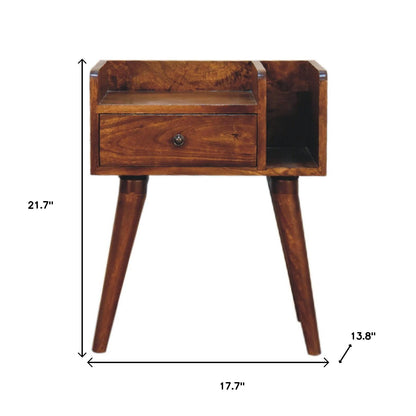 22" Chestnut Solid Wood One Drawer Nightstand