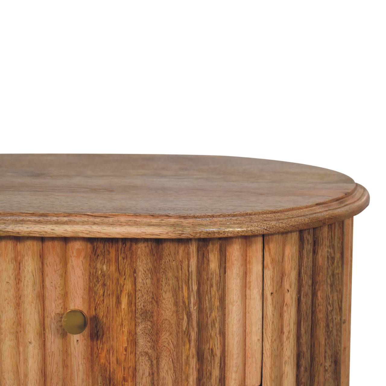 20" Natural Solid Wood Oval Ribbed Texture Two Drawer Nightstand
