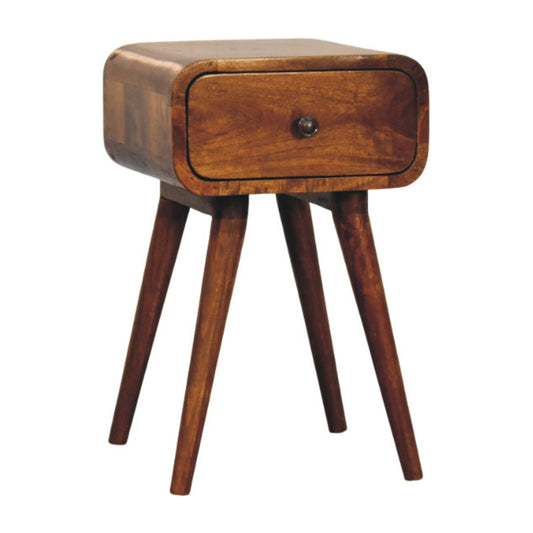 19" Chestnut Solid Wood Square One Drawer Nightstand