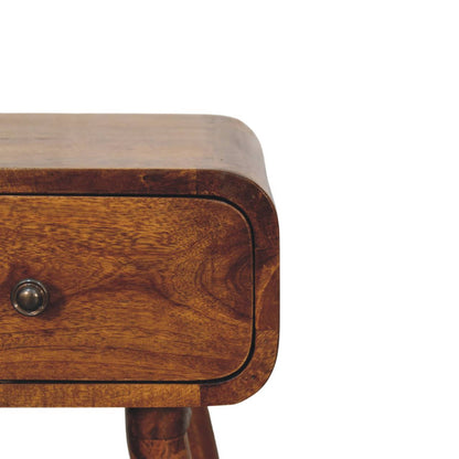 19" Chestnut Solid Wood Square One Drawer Nightstand