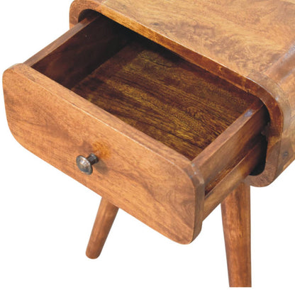 19" Chestnut Solid Wood Square One Drawer Nightstand