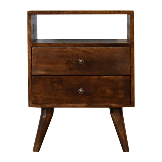 24" Chestnut Solid Wood Two Drawer Nightstand