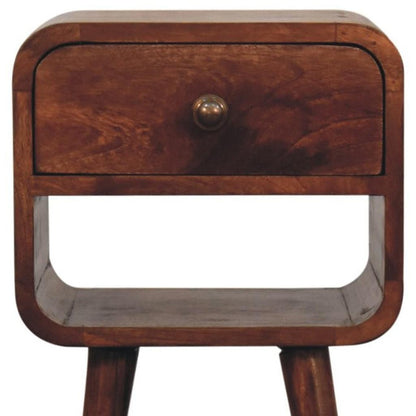 22" Dark Brown Solid Wood Square One Drawer Nightstand