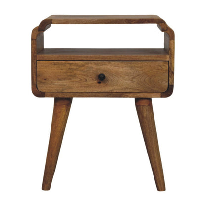 22" Light Brown Solid Wood One Drawer Nightstand