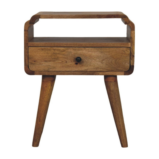 22" Light Brown Solid Wood One Drawer Nightstand