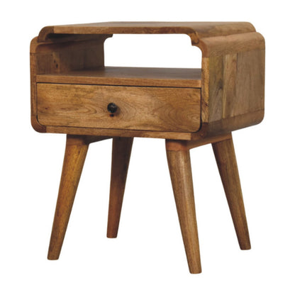 22" Light Brown Solid Wood One Drawer Nightstand