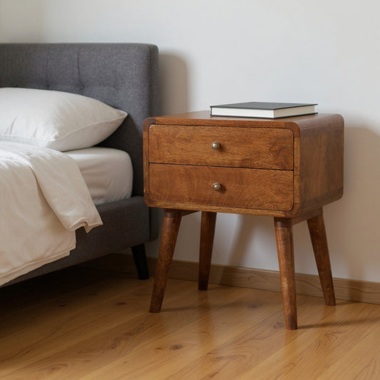 20" Chestnut Solid Wood Two Drawer Nightstand