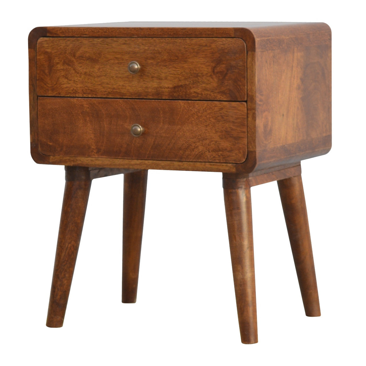 20" Chestnut Solid Wood Two Drawer Nightstand