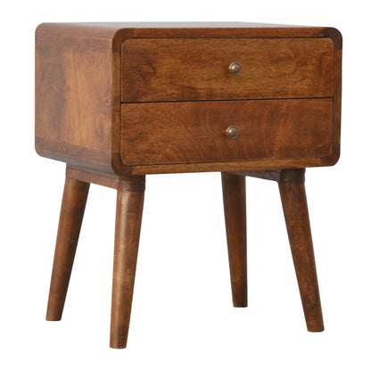 20" Chestnut Solid Wood Two Drawer Nightstand