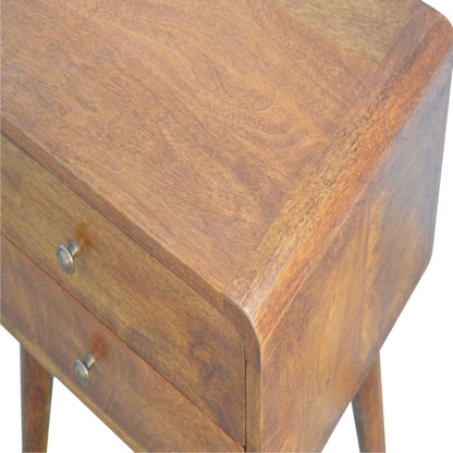 20" Chestnut Solid Wood Two Drawer Nightstand