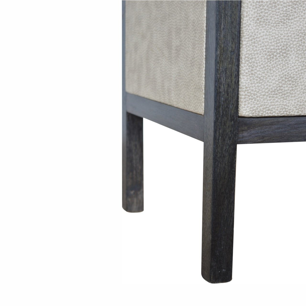 24" Gray And Black Solid Wood And Faux Shagreen Three Drawer Nightstand