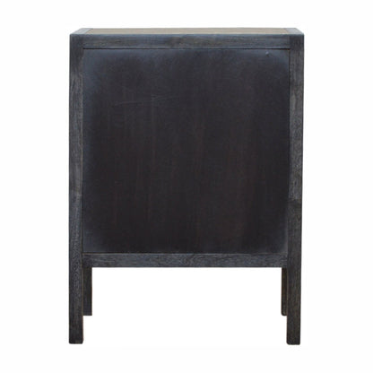 24" Gray And Black Solid Wood And Faux Shagreen Three Drawer Nightstand