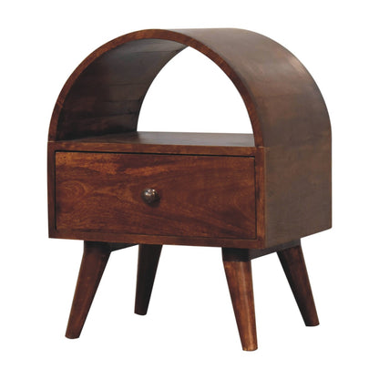 24" Chestnut Solid Wood Oval Top One Drawer Nightstand