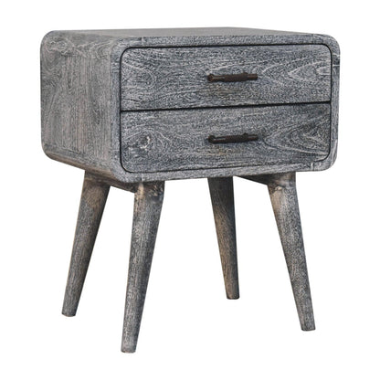 22" Gray Solid Wood Distressed Two Drawer Nightstand