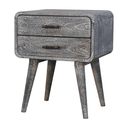 22" Gray Solid Wood Distressed Two Drawer Nightstand