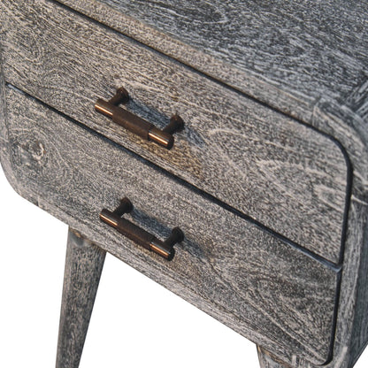 22" Gray Solid Wood Distressed Two Drawer Nightstand