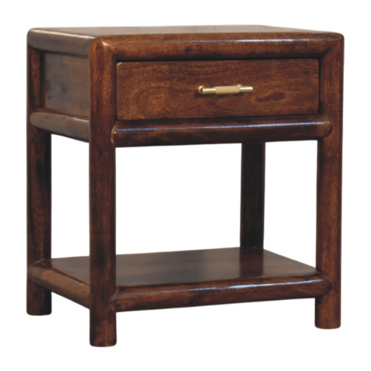 20" Chestnut Solid Wood Square One Drawer Nightstand