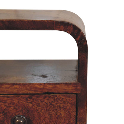 16" Chestnut Solid Wood Square One Drawer Nightstand