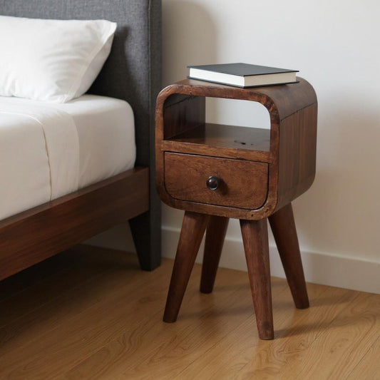 16" Chestnut Solid Wood Square One Drawer Nightstand