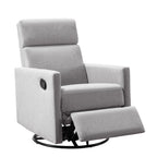 26" Gray Tufted Linen Gliding Swivel Manual Rocker Recliner