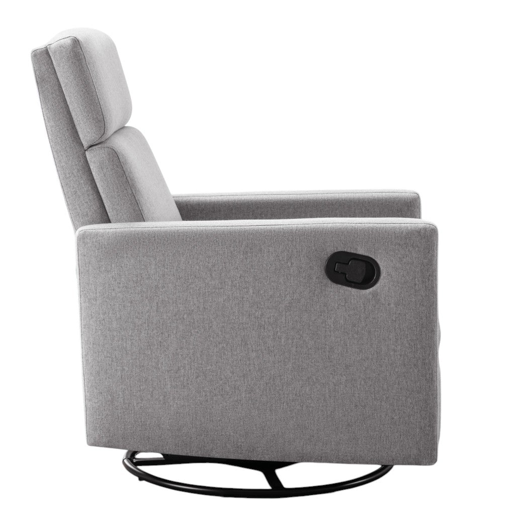 26" Gray Tufted Linen Gliding Swivel Manual Rocker Recliner