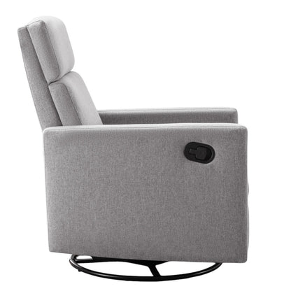 26" Gray Tufted Linen Gliding Swivel Manual Rocker Recliner