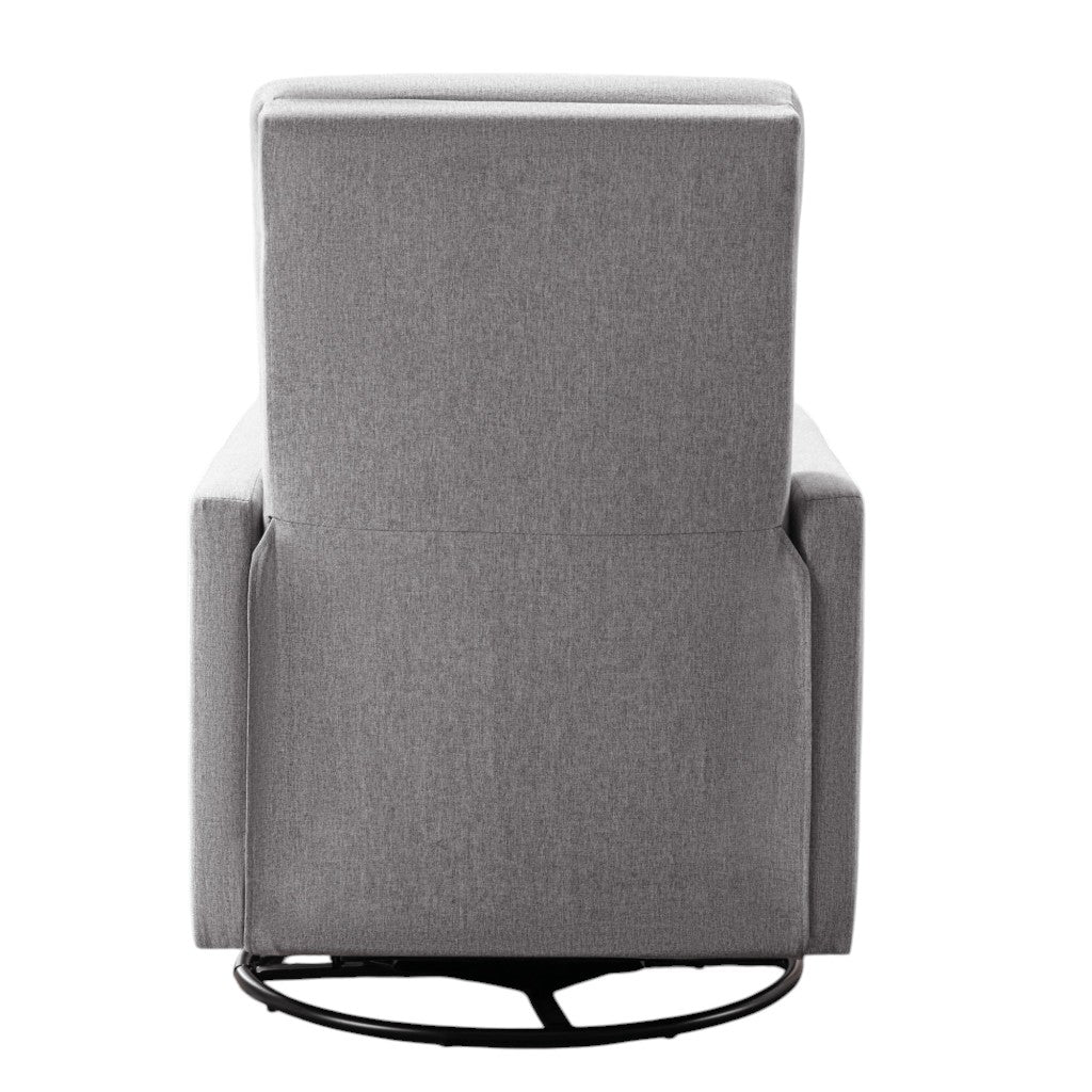 26" Gray Tufted Linen Gliding Swivel Manual Rocker Recliner